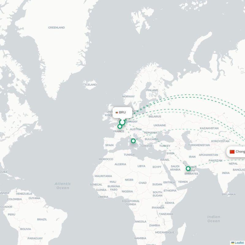BRU - CKG route map