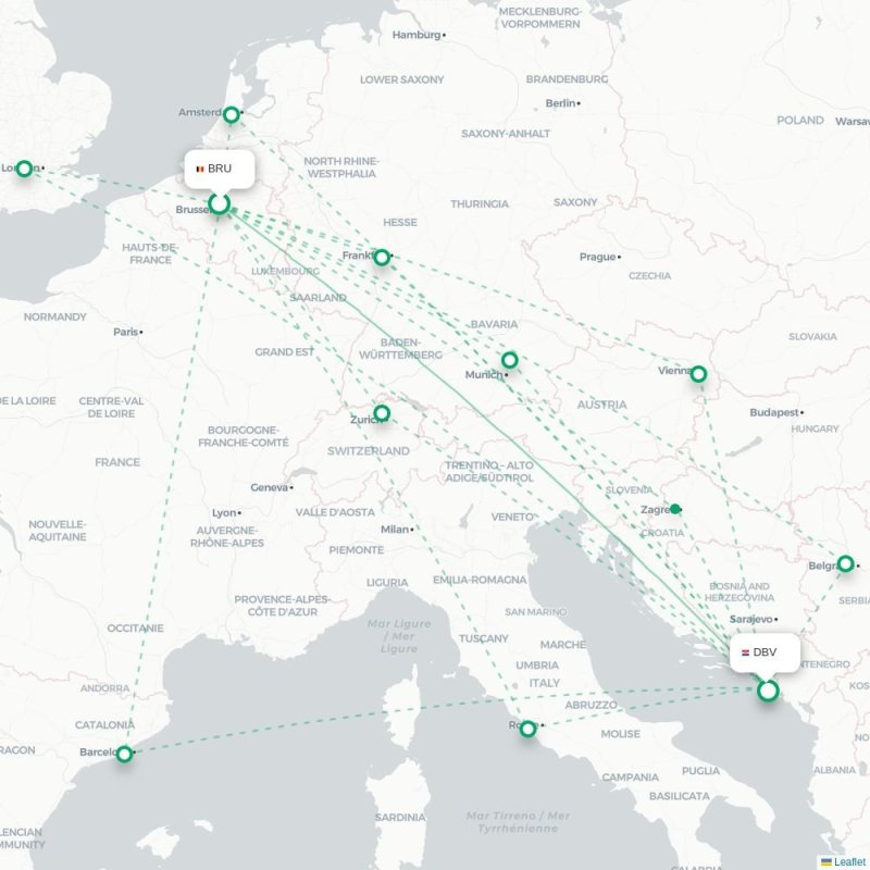 BRU - DBV route map