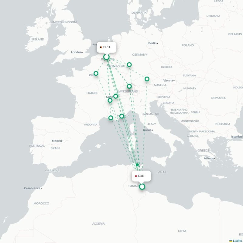 BRU - DJE route map