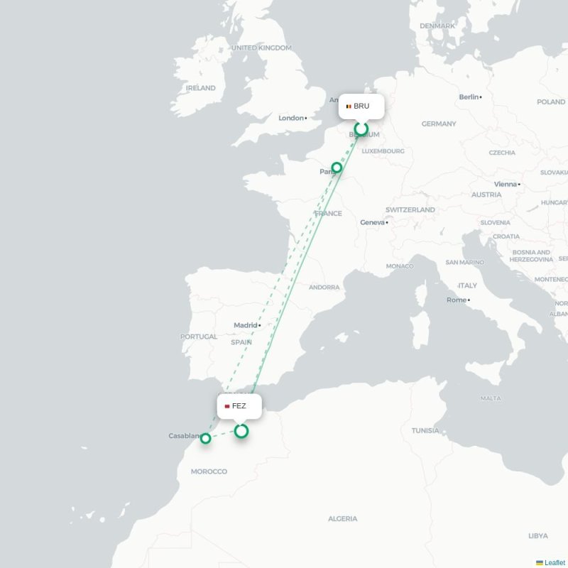 BRU - FEZ route map