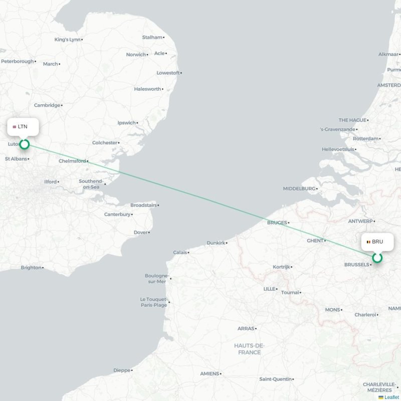 BRU - LTN route map