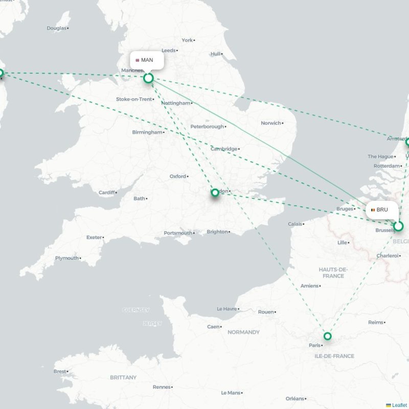 BRU - MAN route map