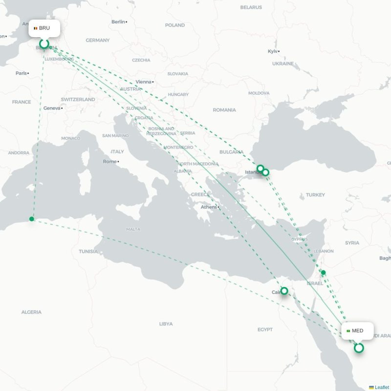 BRU - MED route map