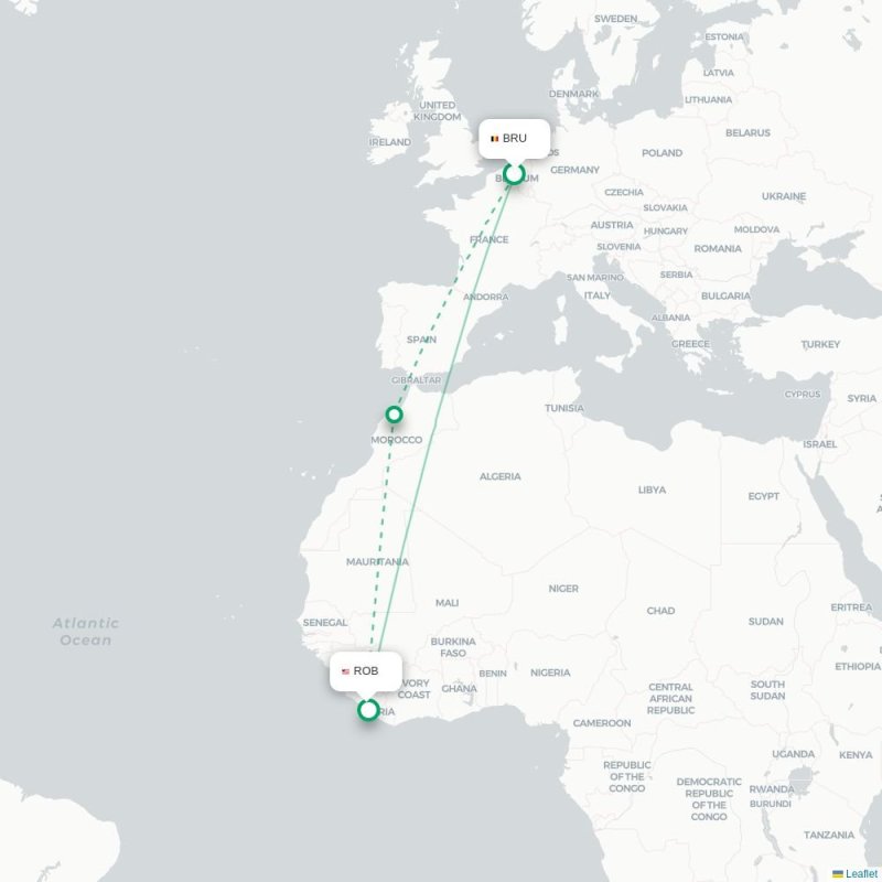 BRU - ROB route map