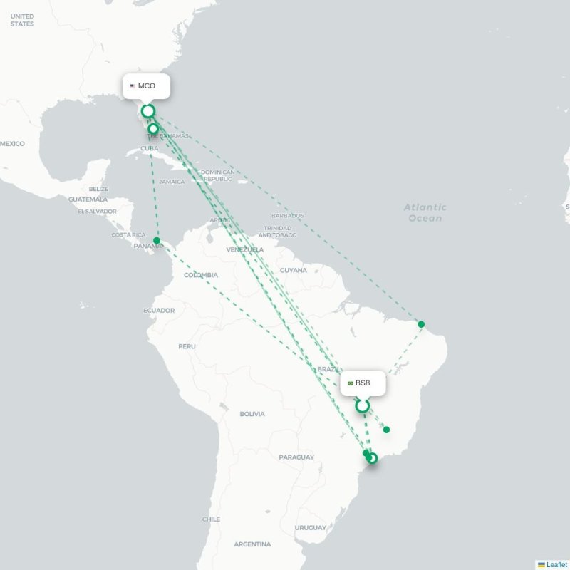 BSB - MCO route map