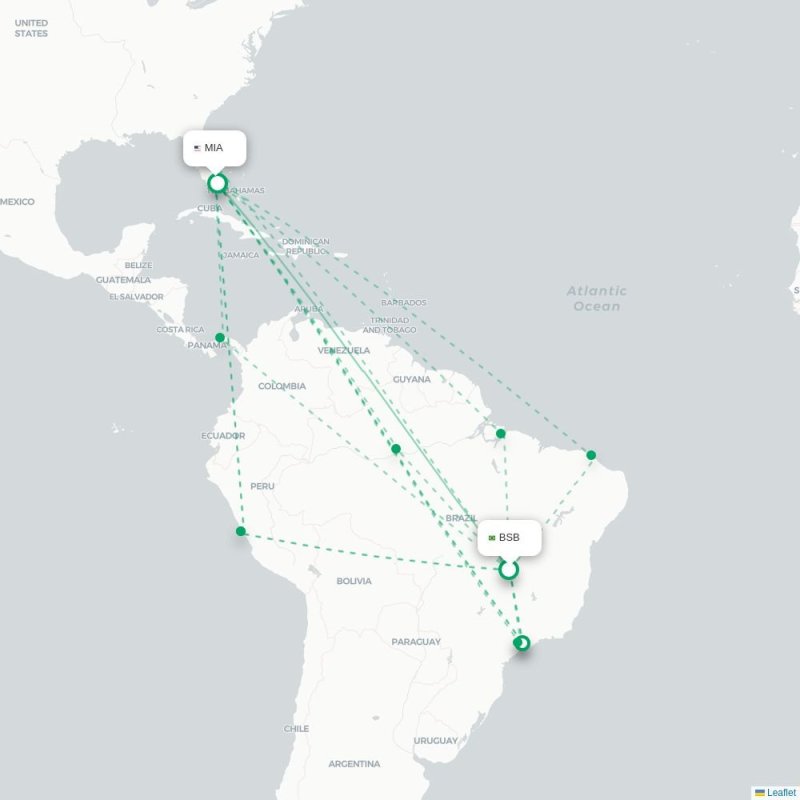 BSB - MIA route map