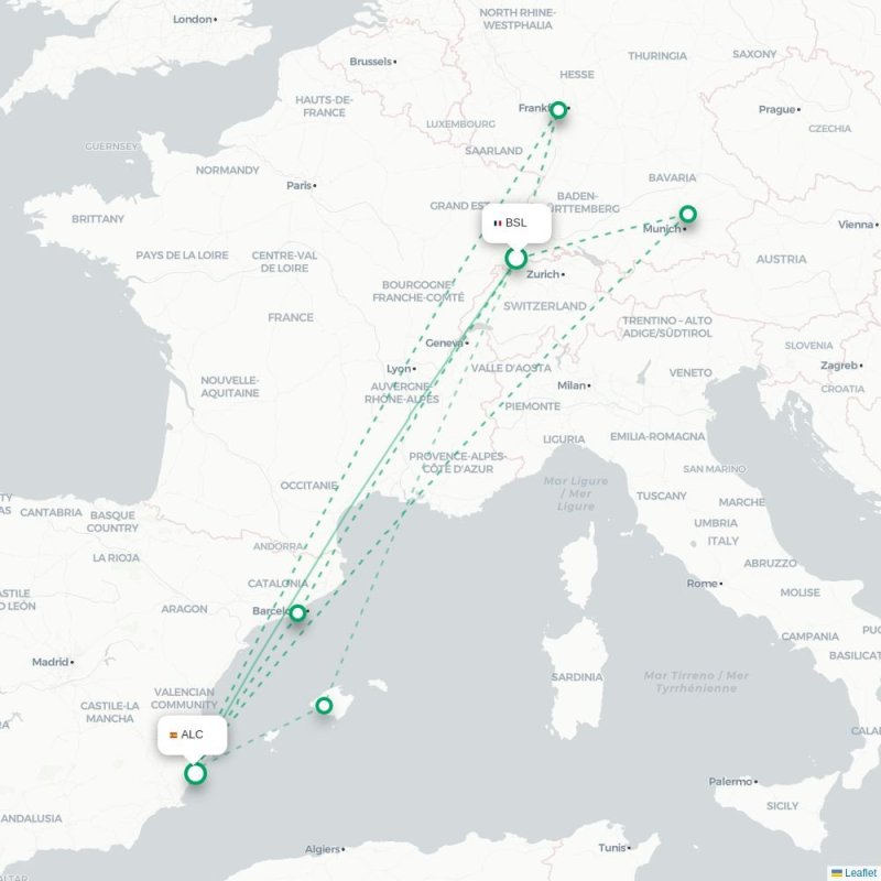 BSL - ALC route map