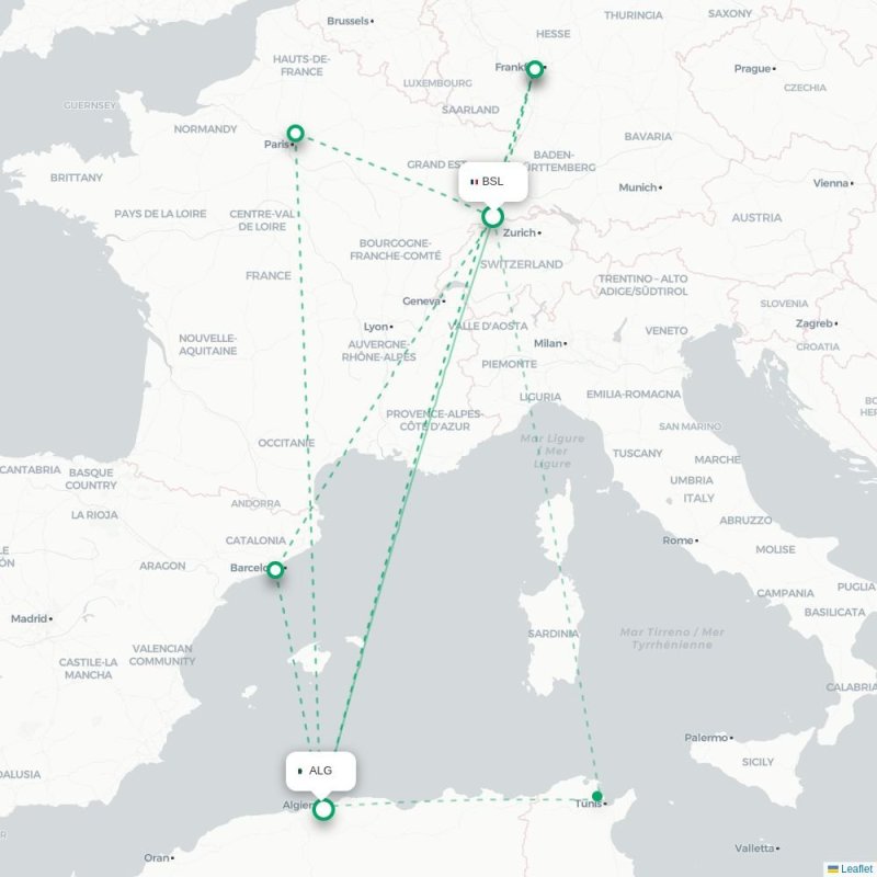 BSL - ALG route map