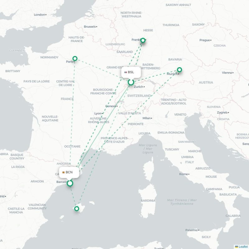 BSL - BCN route map