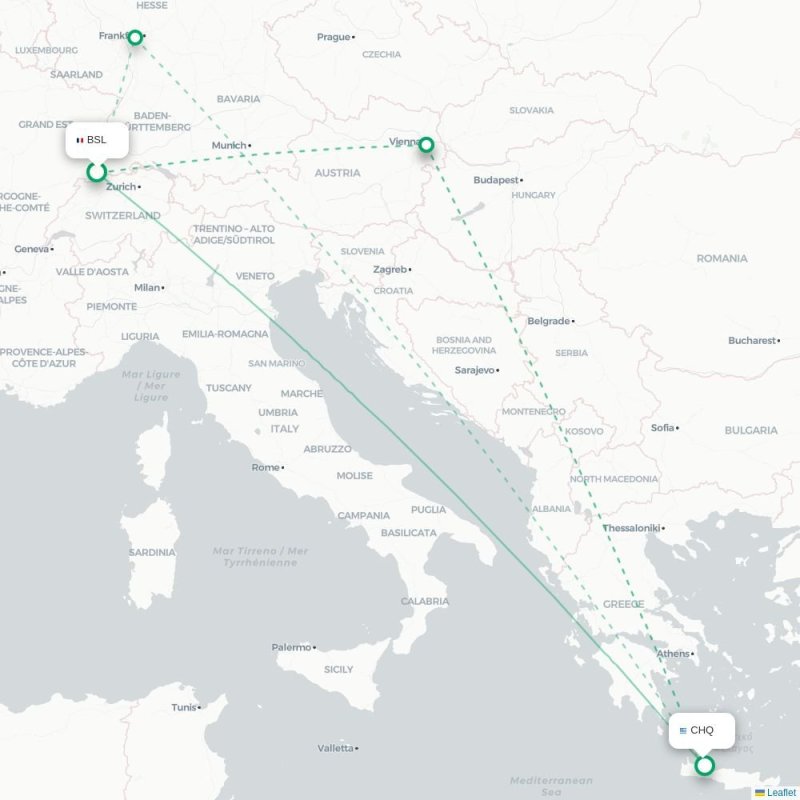 BSL - CHQ route map