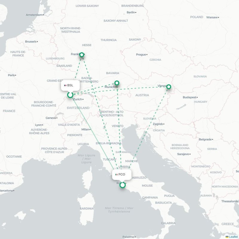 BSL - FCO route map
