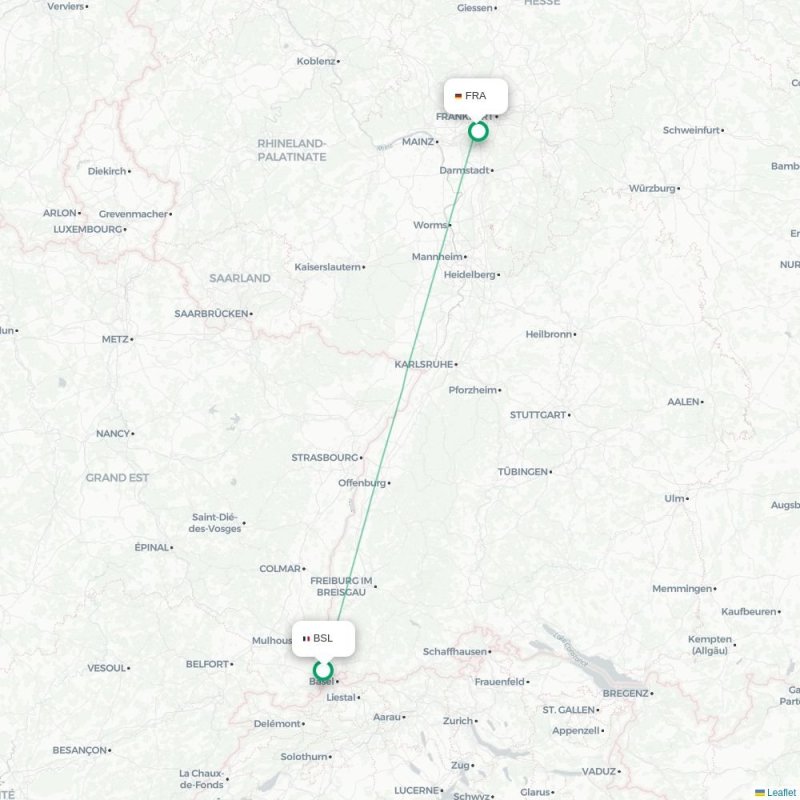 BSL - FRA route map