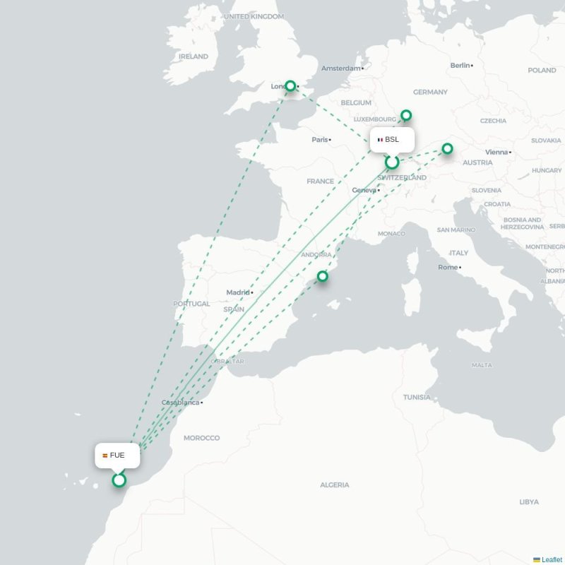 BSL - FUE route map