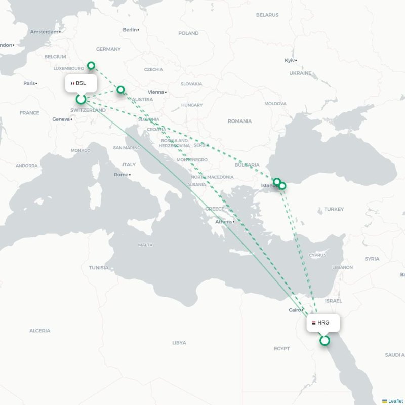 BSL - HRG route map