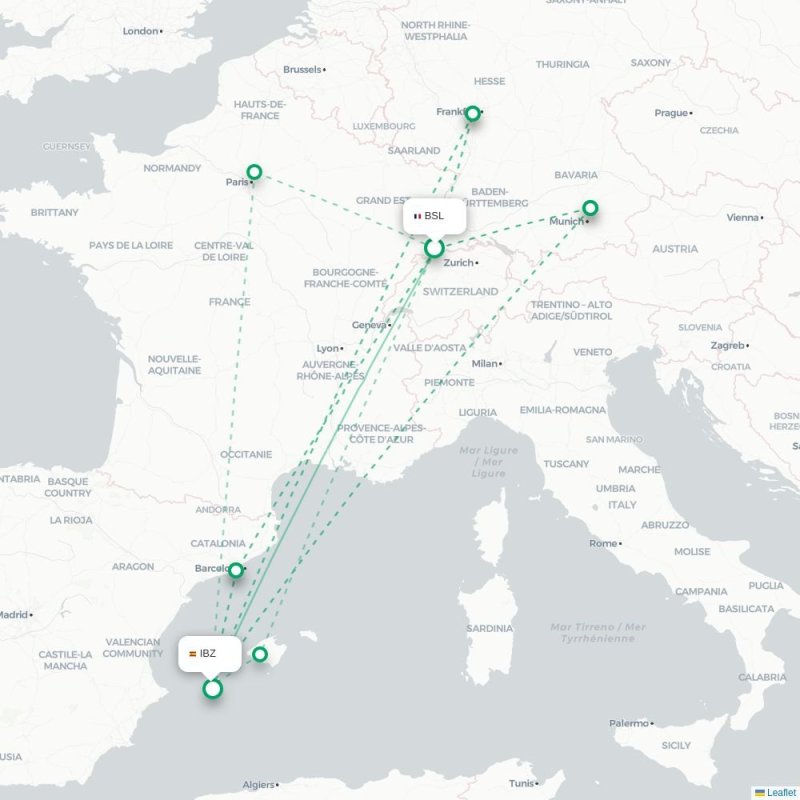 BSL - IBZ route map