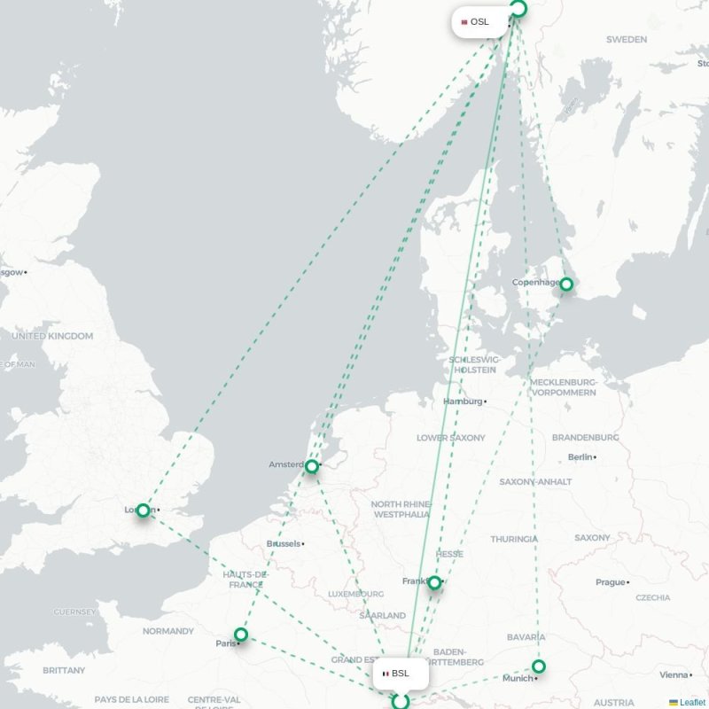 BSL - OSL route map