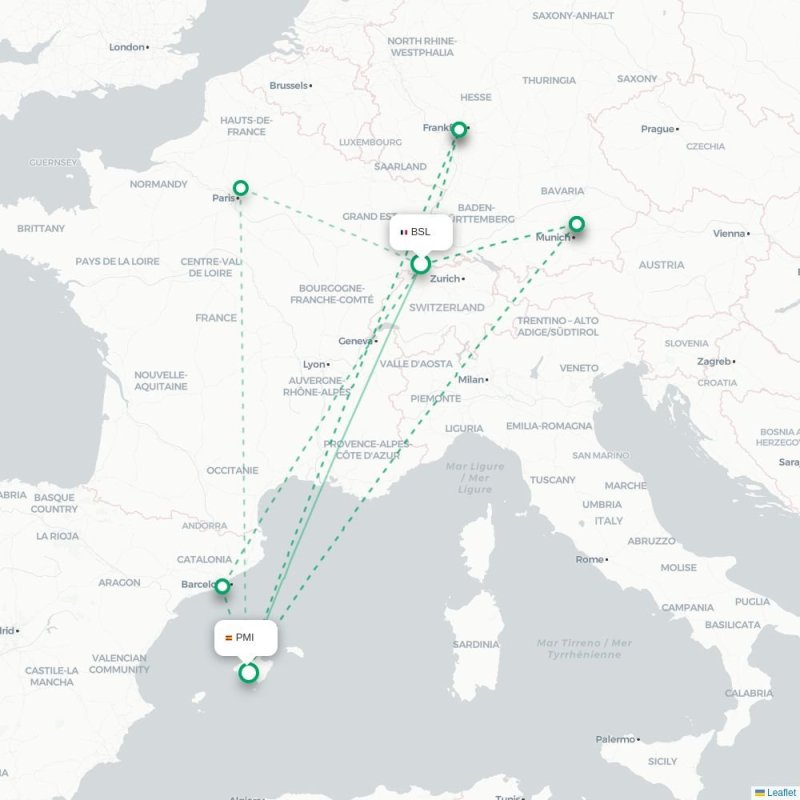 BSL - PMI route map