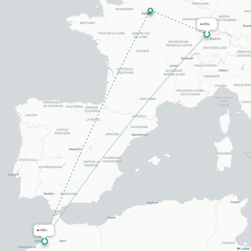 BSL - RBA route map