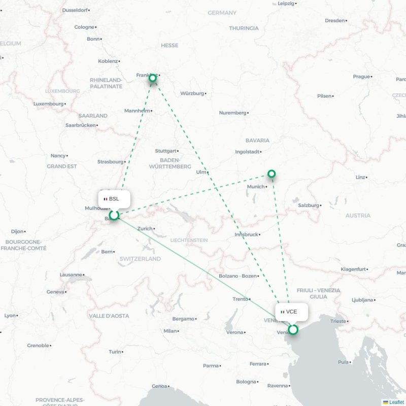 BSL - VCE route map