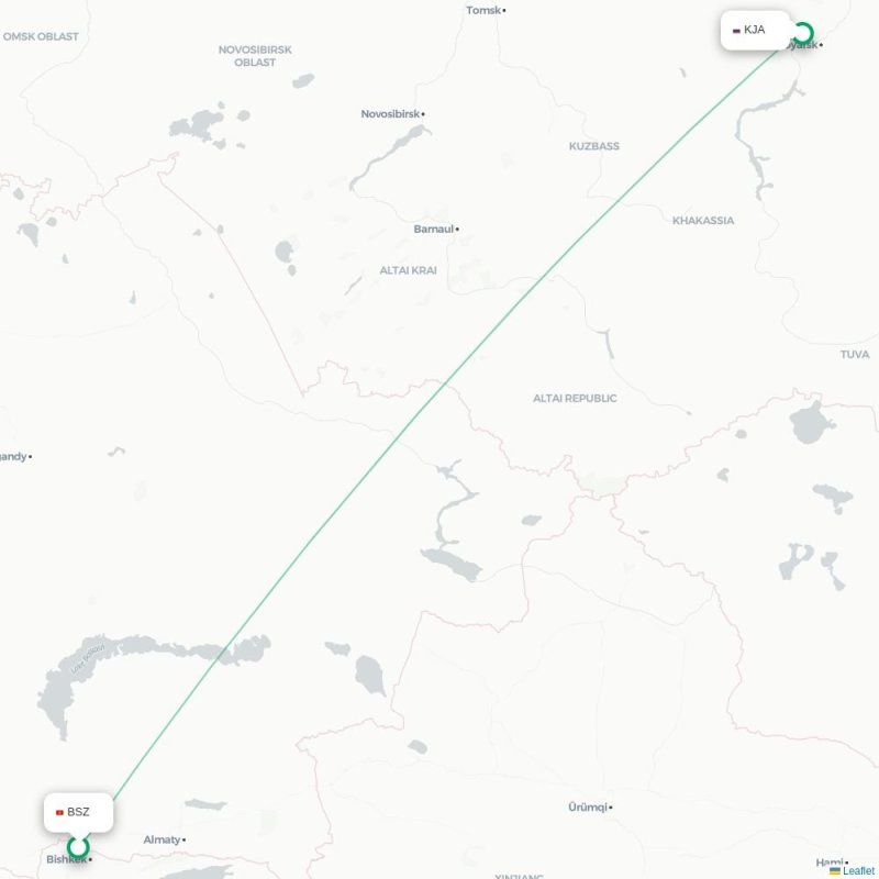 BSZ - KJA route map