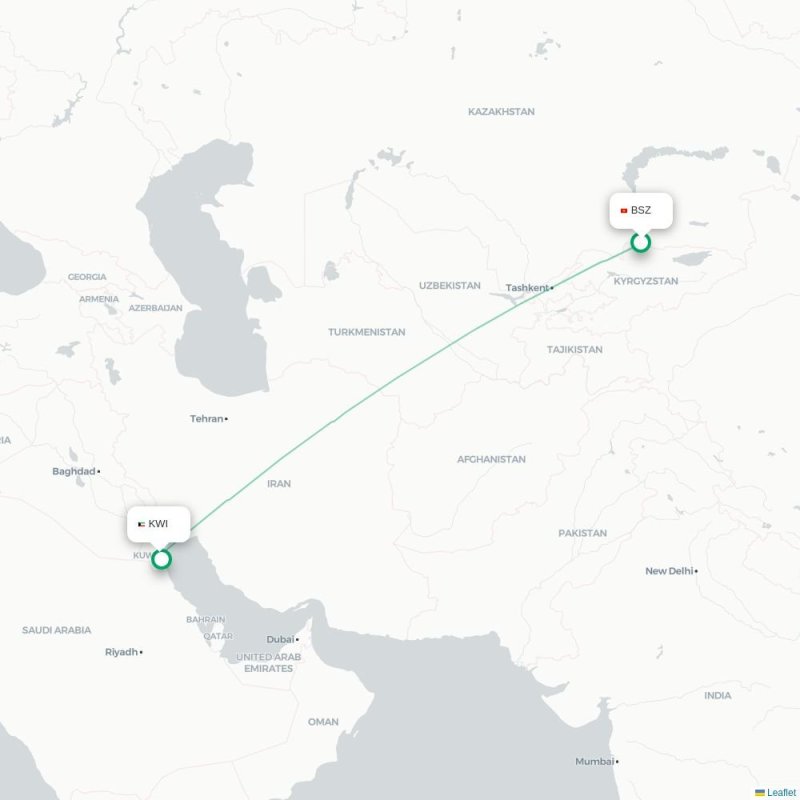 BSZ - KWI route map