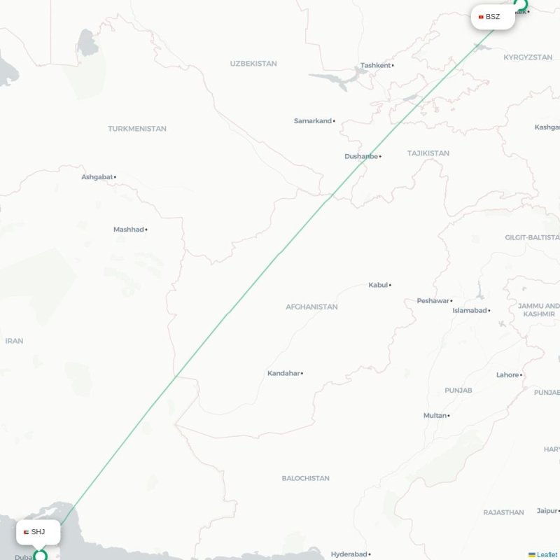 BSZ - SHJ route map