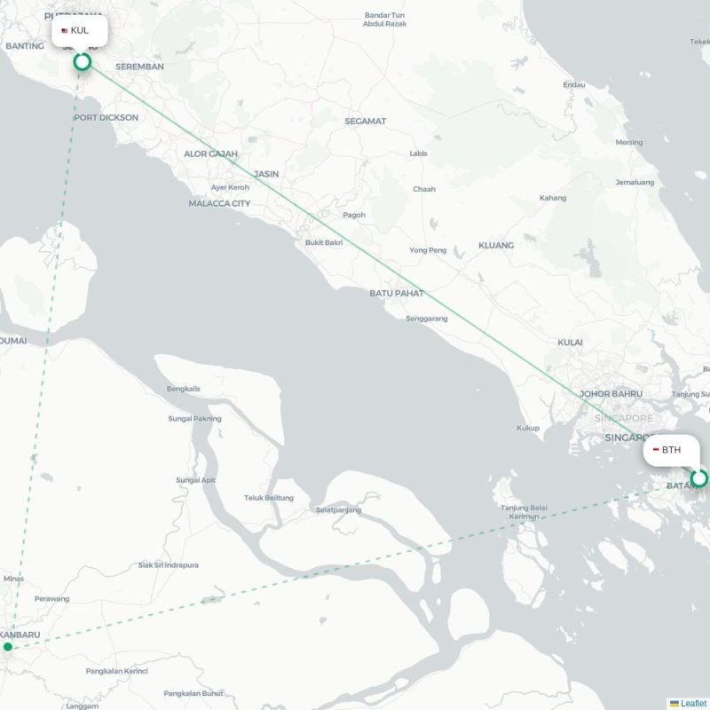 BTH - KUL route map
