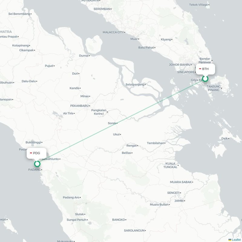 BTH - PDG route map