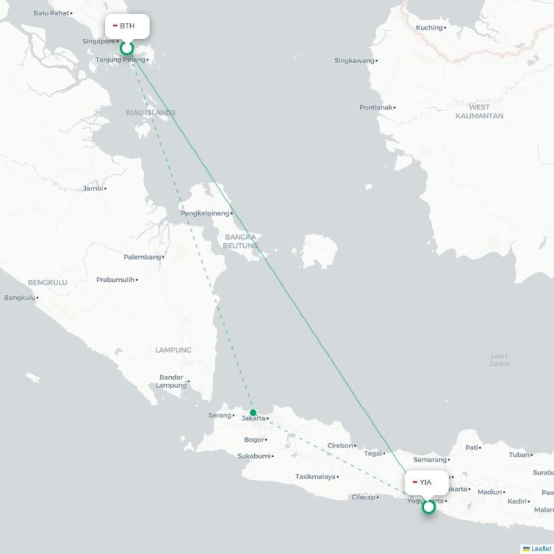 BTH - YIA route map