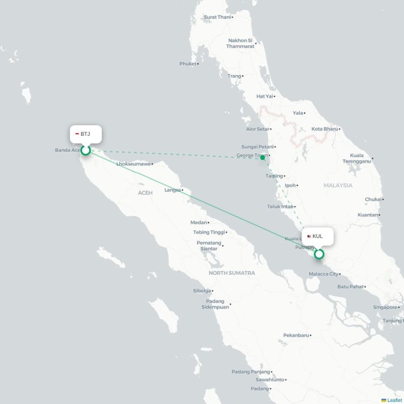 BTJ - KUL route map