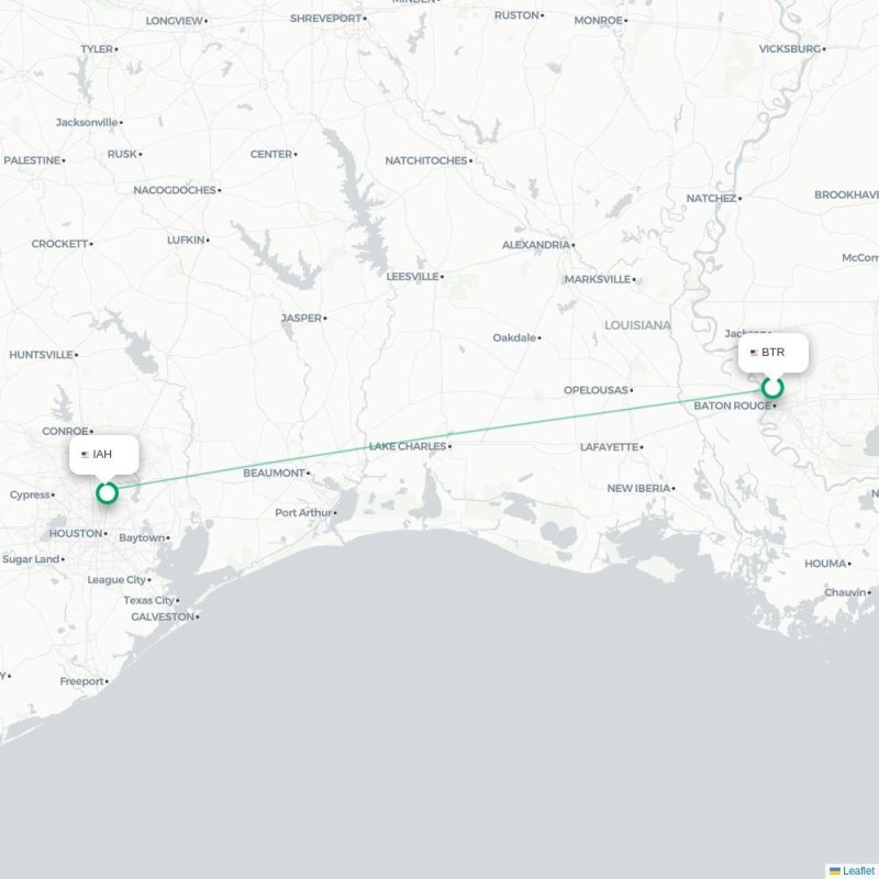 BTR - IAH route map