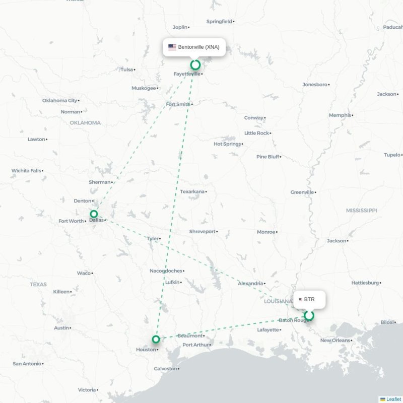 BTR - XNA route map