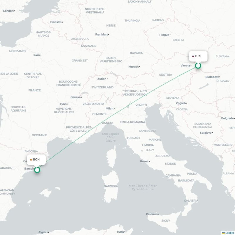 BTS - BCN route map