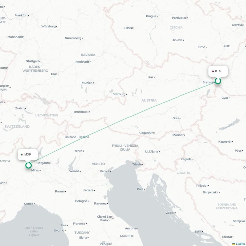 BTS - MXP route map