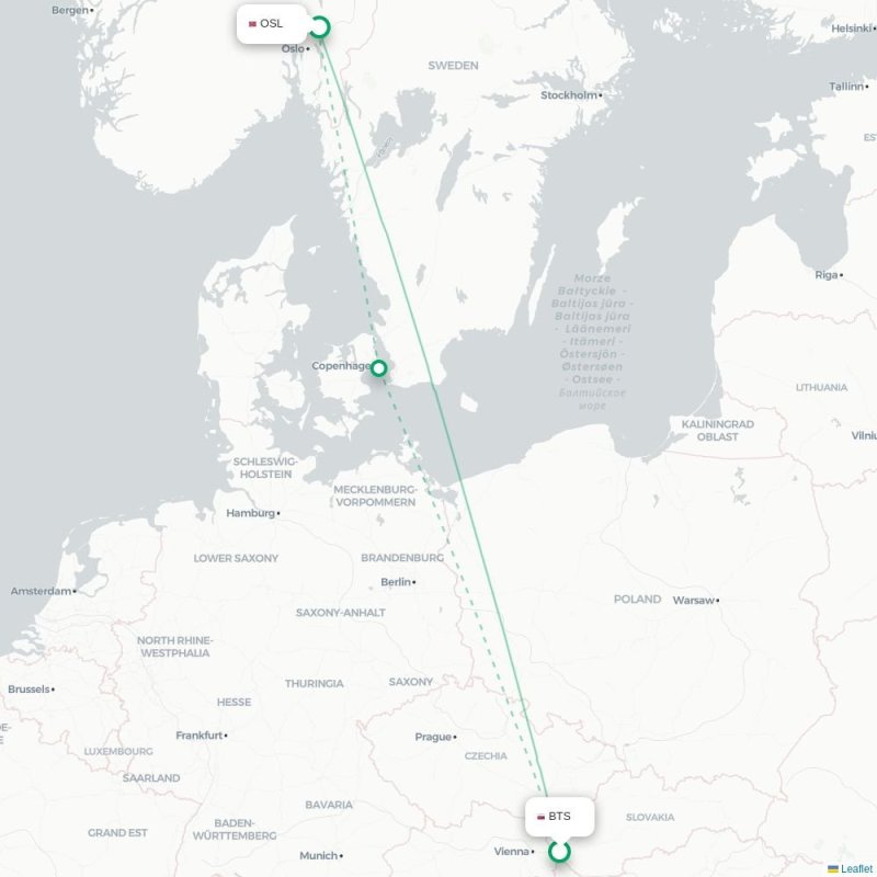 BTS - OSL route map