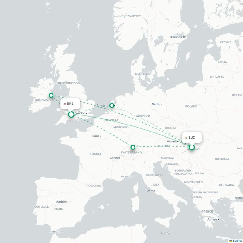 BUD - BRS route map