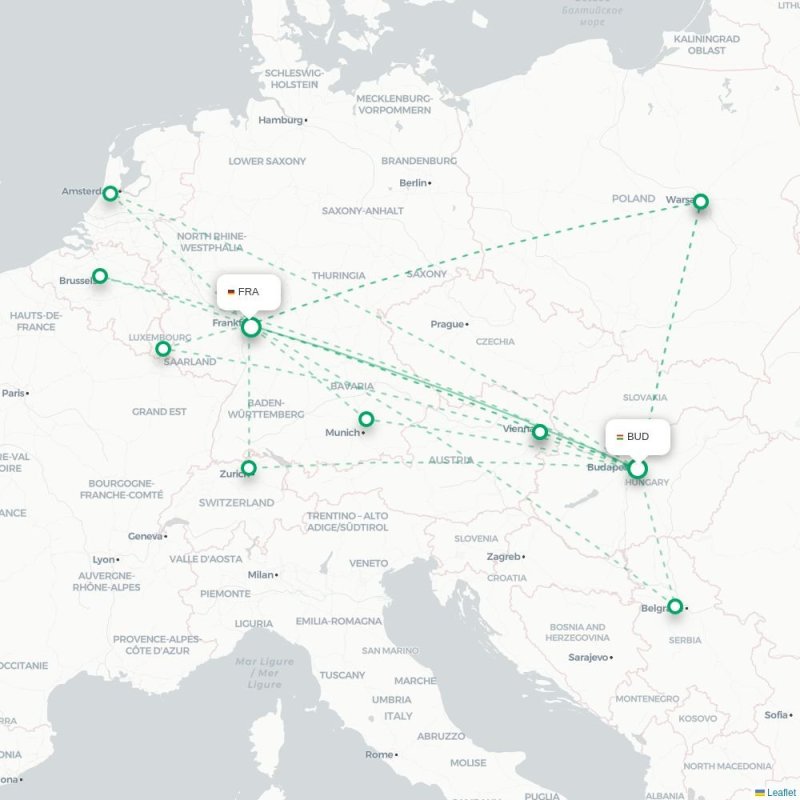 BUD - FRA route map