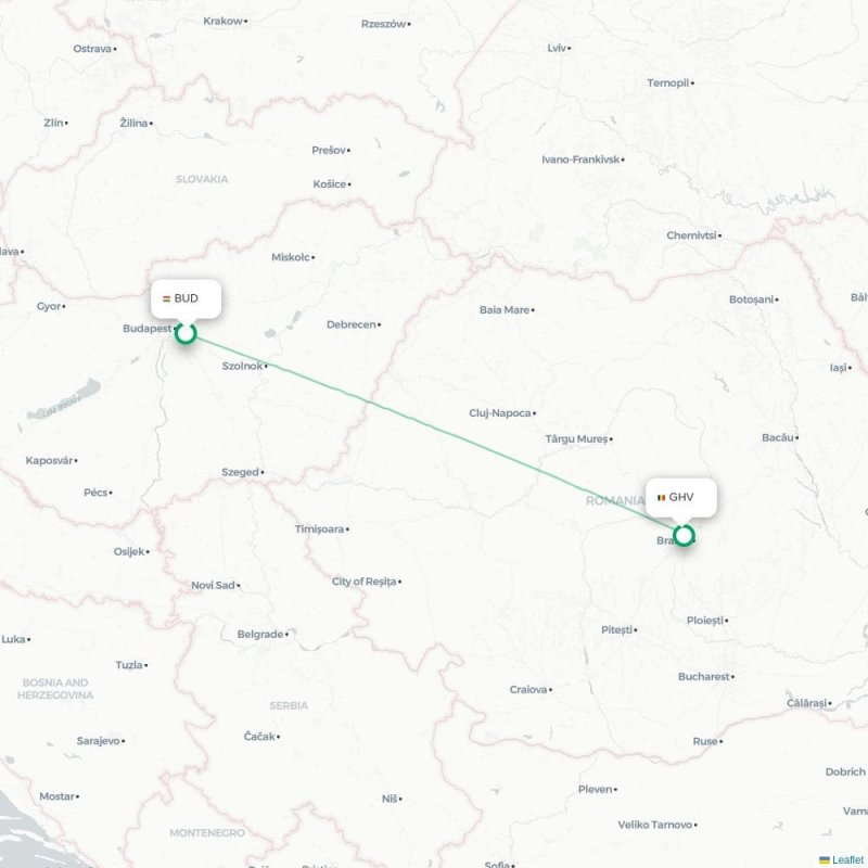 BUD - GHV route map