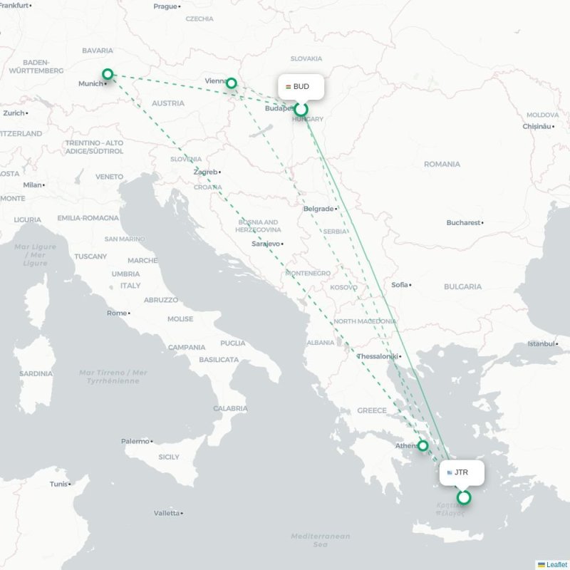 BUD - JTR route map