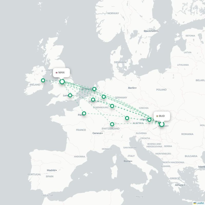BUD - MAN route map