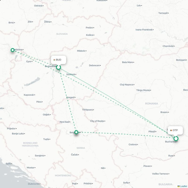 BUD - OTP route map