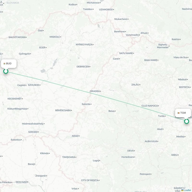 BUD - TGM route map