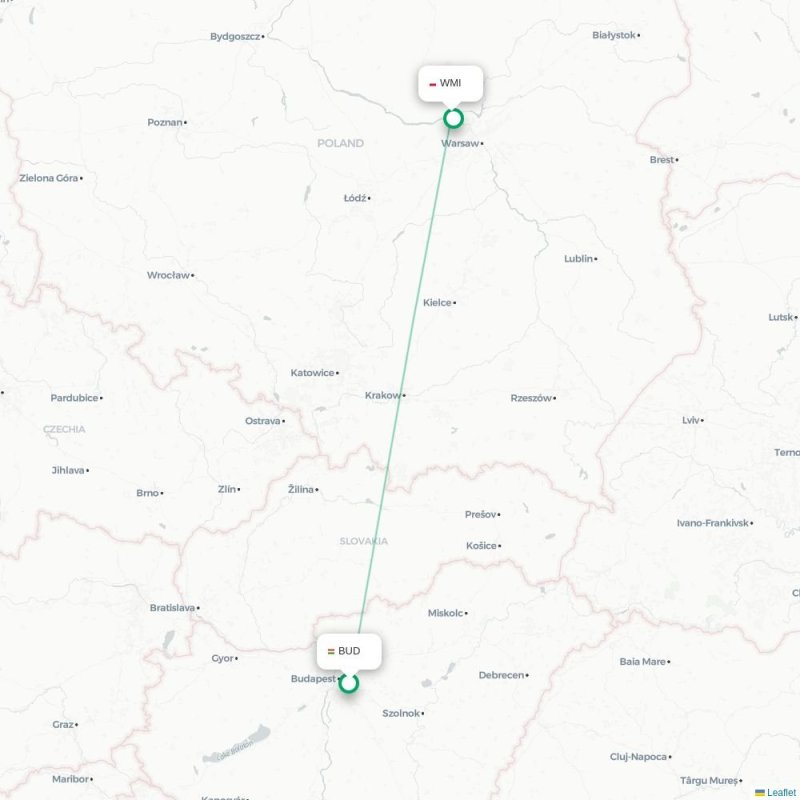 BUD - WMI route map
