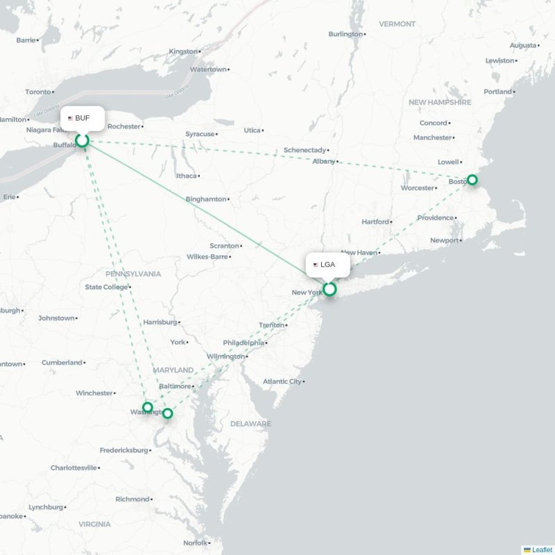 BUF - LGA route map