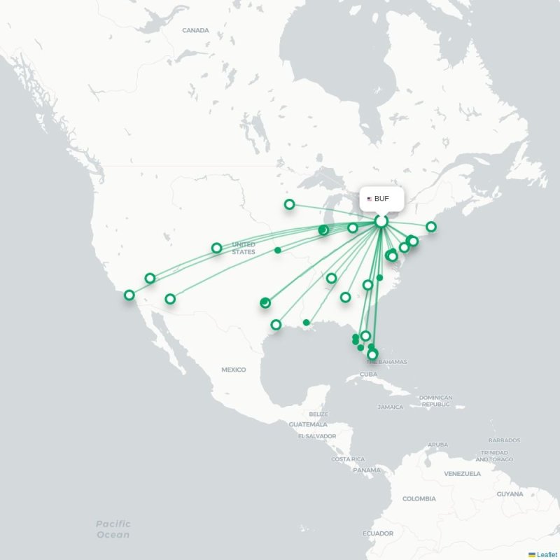 BUF - JFK route map