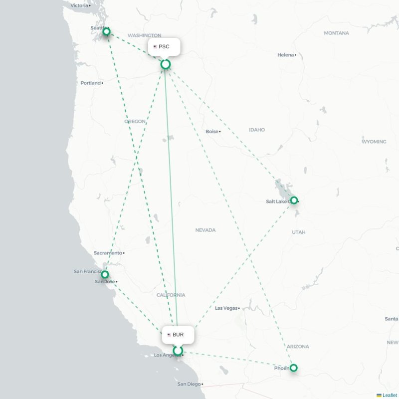 BUR - PSC route map