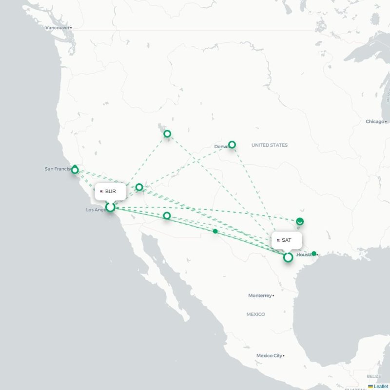 BUR - SAT route map