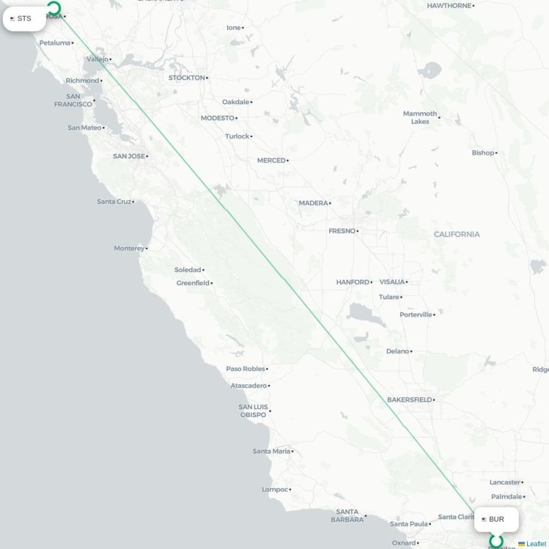 BUR - STS route map