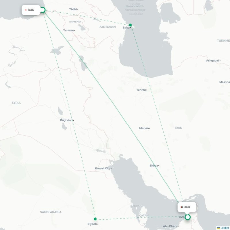 BUS - DXB route map