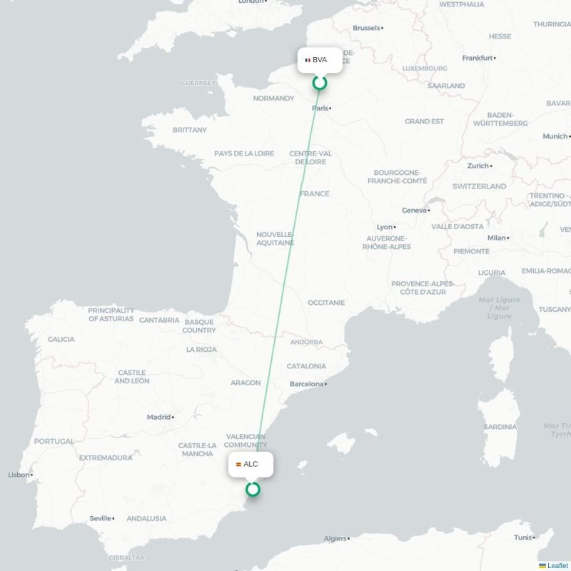 BVA - ALC route map